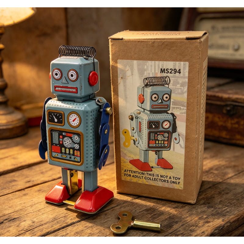 Robot de metal con mecanismo d - Vintage Collectibles Store reseña y precio